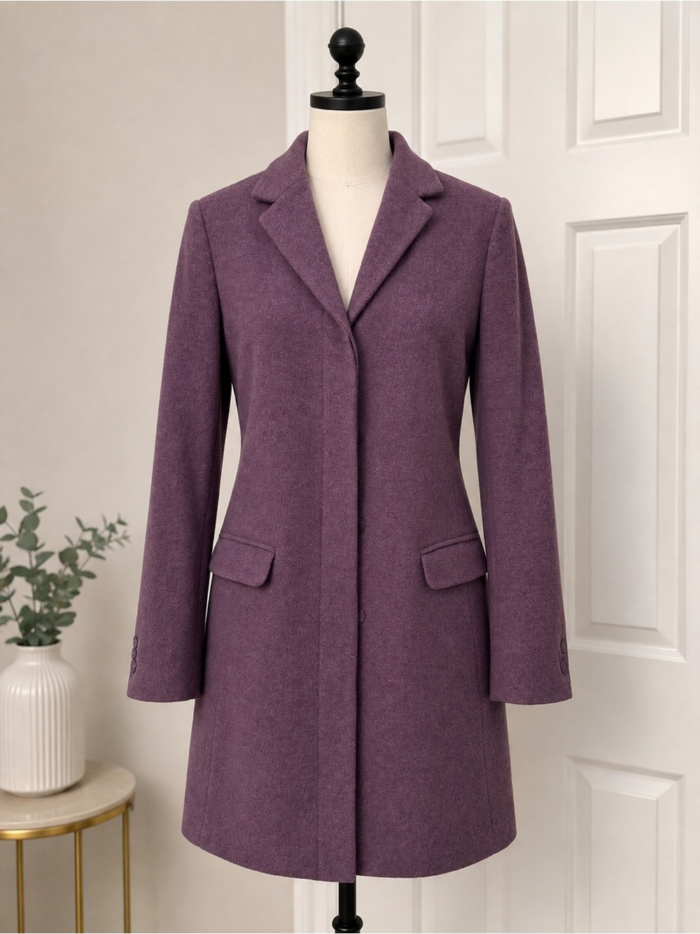 GAP Plum Tailored Wool-Blend Trench Coat